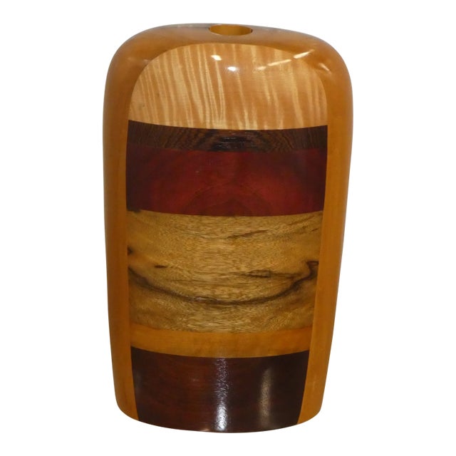 Paul LaMontagne Studio Inlaid Turned Wood Vase For Sale