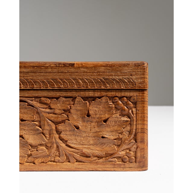 Mid 20th Century 20th Century French Amber Hand-Carved Wood Jewelry Box For Sale - Image 5 of 15