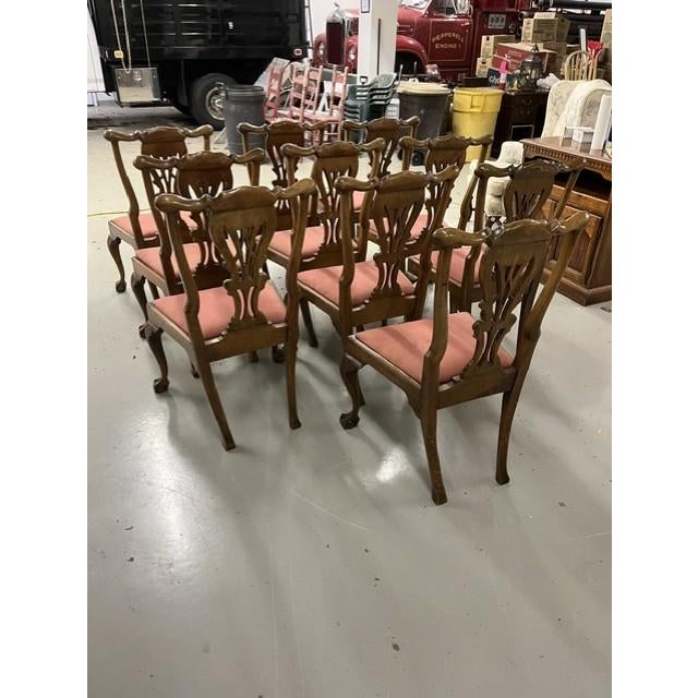 English Late 1700s Irish Hand Carved Walnut Chippendale Side Chairs Set of 10 For Sale - Image 3 of 16