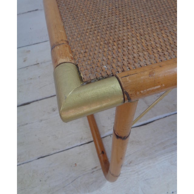 Folding Bamboo and Wicker Table with Metal Corners, 1970s For Sale - Image 10 of 18