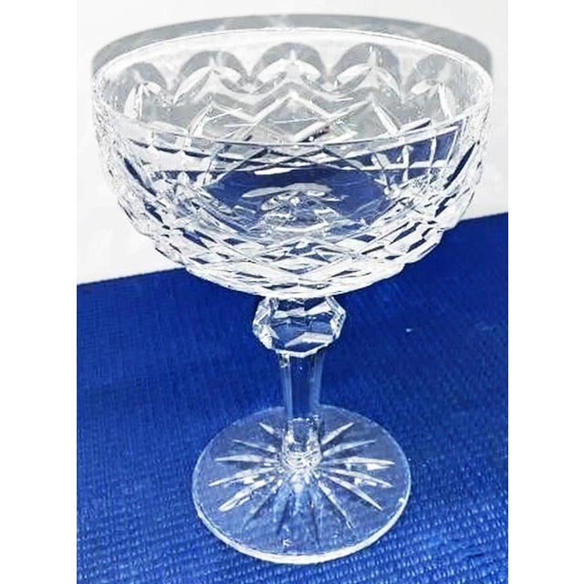 Classic set of Powerscore style cut crystal champagnes coupes from Waterford of Ireland, Bottom's up!