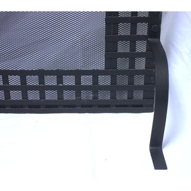 1980s Wrought Iron Fireplace Screen With Brass Dog Motif For Sale - Image 4 of 4