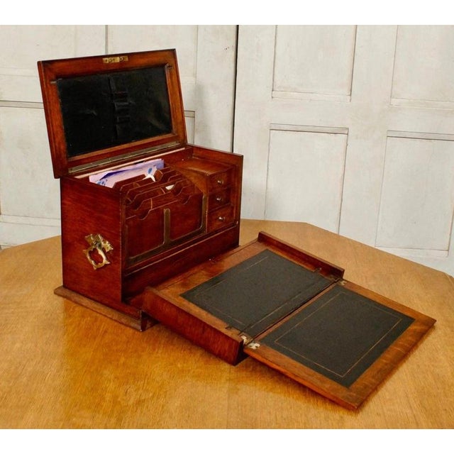 Antique Victorian Oak Fitted Stationery Box with Writing Slope, 1890 For Sale - Image 10 of 13