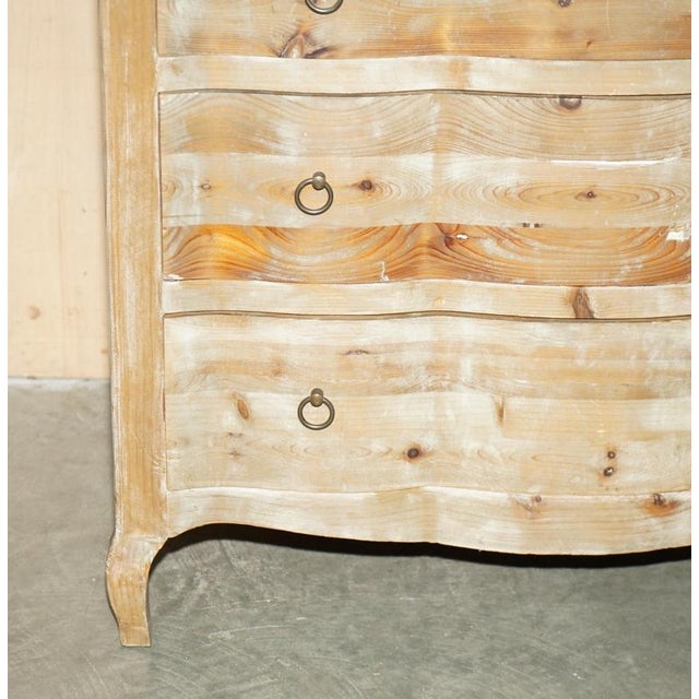 Wood Swedish Rustic Hand-Painted Pine Drop Front Chest of Drawers witht Secretary For Sale - Image 7 of 18