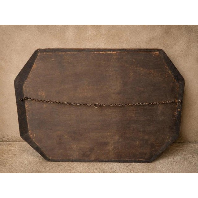 Early 20th Century Antique Edwardian Octagonal Dark Oak Wall Mirror with Spindle Detail, 1910 For Sale - Image 5 of 6
