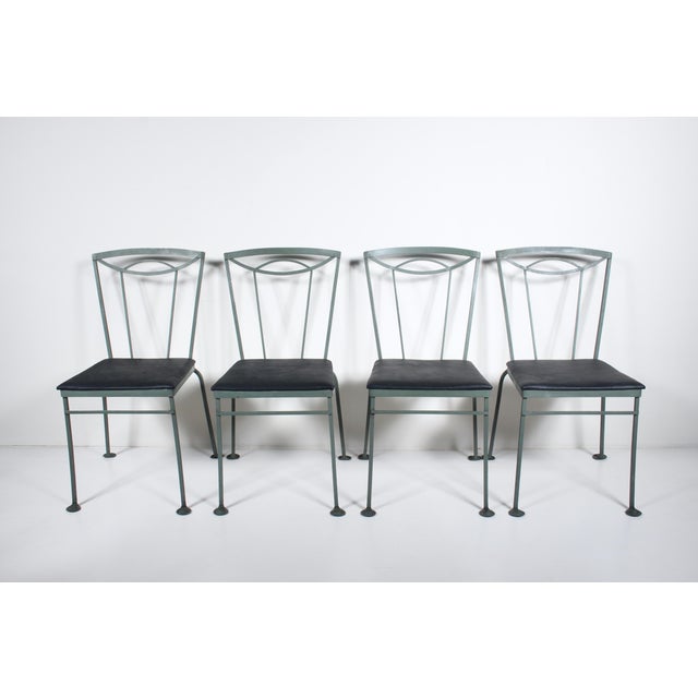 Set of 4 Maurizio Tempestini for John Salterini Iron Conservatory Dining Side Chairs. Featuring welded construction,...