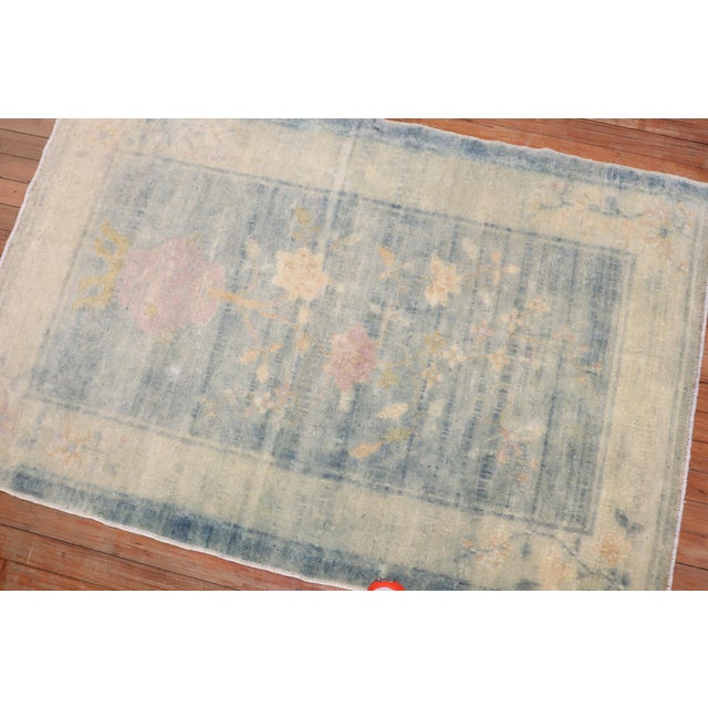 Early 20th Century Powder Blue Chinese Rug - 3'2" x 4'9" For Sale - Image 12 of 18