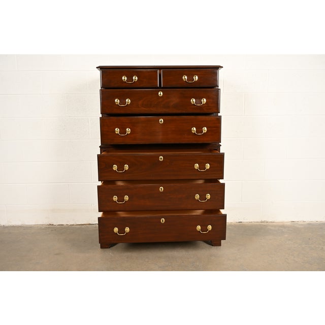 Harden Furniture Harden Furniture Georgian Solid Cherry Wood Highboy Dresser For Sale - Image 4 of 11