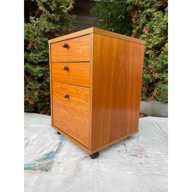 Mid 20th Century Danish Modern Teak Rolling File Cabinet For Sale - Image 4 of 9