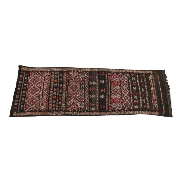 1950s Vintage Moroccan African Tuareg Black Runner-5‚Ä? ?ó 15‚Ä?5‚& For Sale