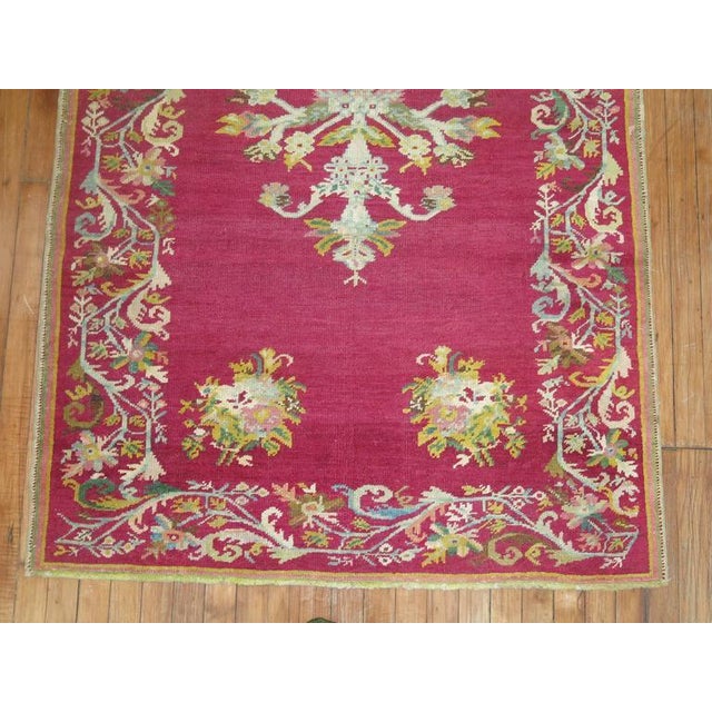 Early 20th Century Zabihi Collection Stunning Raspberry Turkish Ghiordes Floral Carpet - 3'9" x 6' For Sale - Image 4 of 6