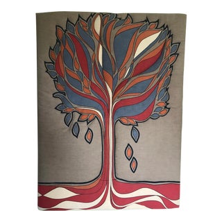 Vintage 1977 Chiaki/Ann Shimoji for Domus Tree of Life Screenprint on Stretched Quilted Fabric For Sale
