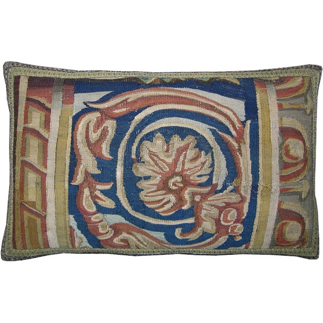 17th Century 17th Century Antique Brussels Tapestry Pillow For Sale - Image 5 of 9