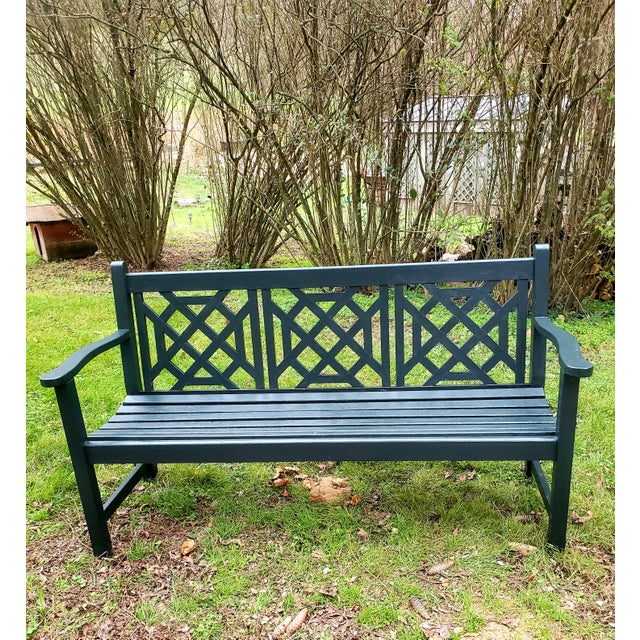 Vintage Chippendale Wooden Garden Bench | Chairish
