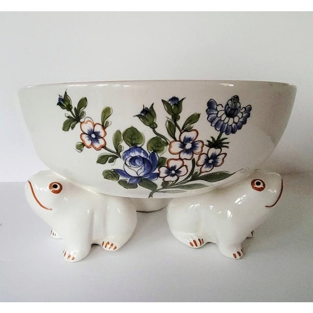 Vintage Italian Este Ceramiche Hand-Painted Floral Ceramic Frog Centerpiece Bowl for Tiffany & Co. For Sale - Image 9 of 10