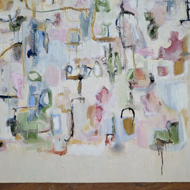 Abstract Abstract Expressionist Oil Painting by Lynn Christian Titled, One for You and One for Me. 36 X 36 Inches. For Sale - Image 3 of 4