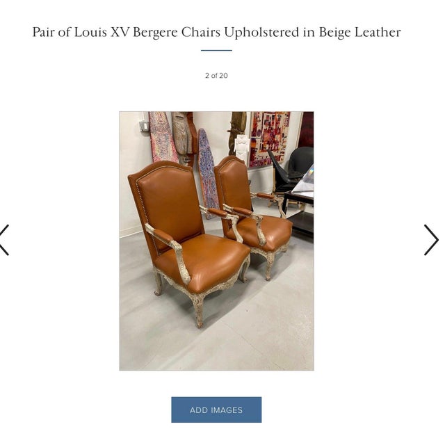 French 19th Century One of Two Louis XV Bergere Chairs Upholstered Beige Leather For Sale - Image 3 of 5
