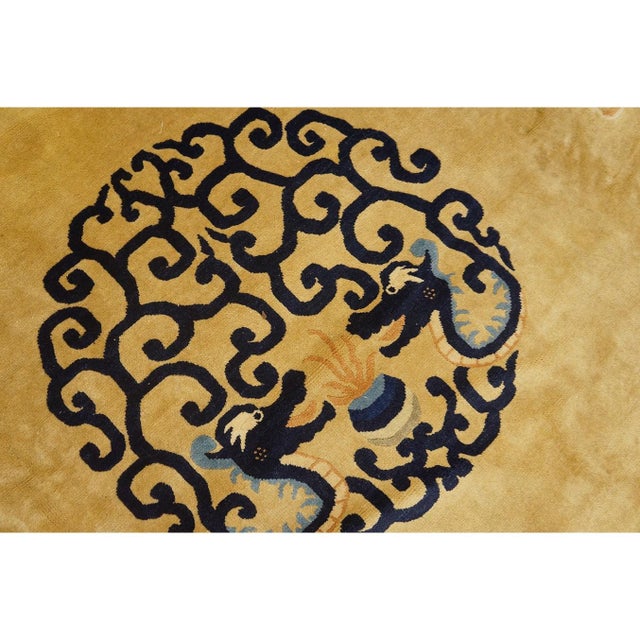 Vintage 1980s Ivory Medallion Chinese Peking Protective Symbol Rug 8'10" X 12' For Sale In New York - Image 6 of 10