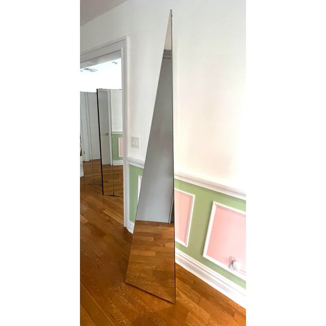 Silver 1980s Triangle Pyramid Full Body Floor Mirror For Sale - Image 8 of 8