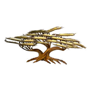 Vintage Japanese Style Metal Sculpture Tree