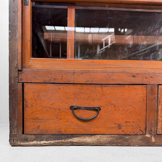 Antique Japanese Shop Counter with Glass Display and Drawers, 1920s For Sale - Image 10 of 18
