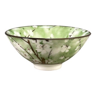 Chinese Green Ground Porcelain Bowl With Prunus Blossom Motif For Sale
