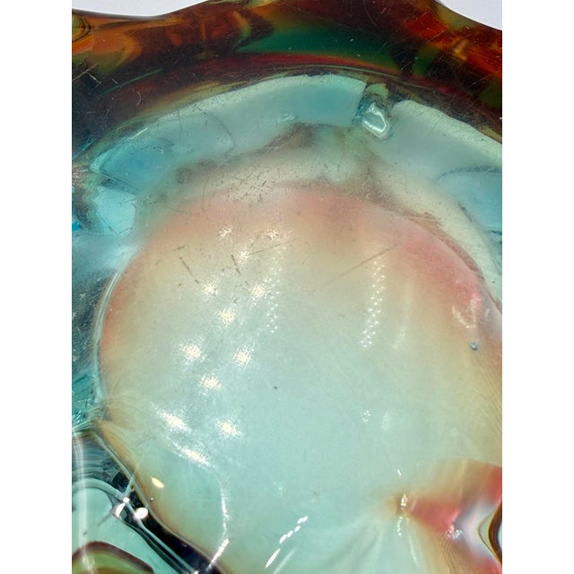 1960s Mid-Century Italian Murano Sommerso Art Glass Splash Bowl Centerpiece For Sale - Image 9 of 11