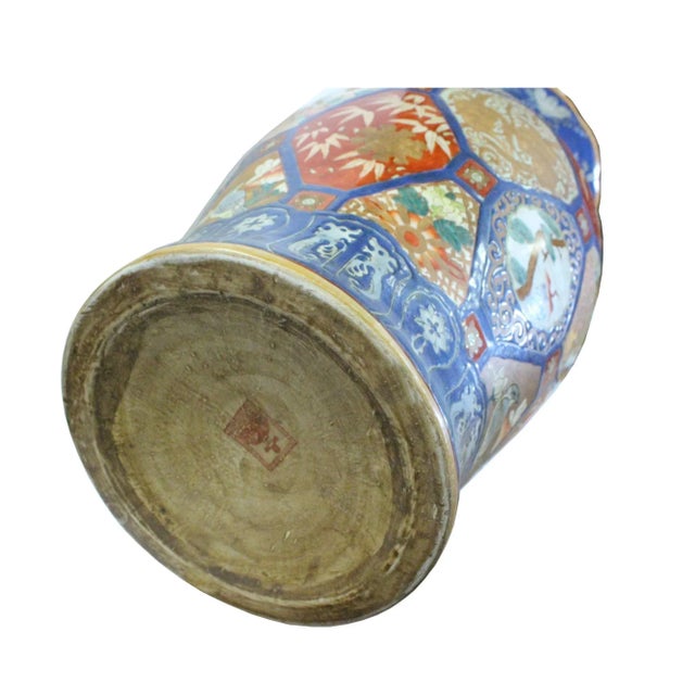 Blue Vintage Chinese Oriental Imari Mixed Color Porcelain Decor Vase For Sale - Image 8 of 9