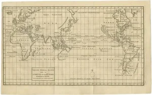 Antique Map of the World on Mercator Projection by Anson, 1749