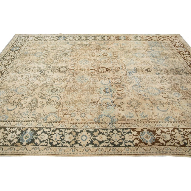 1940s 1940s Handmade Persian Mahal Wool Rug With Allover Floral Motif For Sale - Image 5 of 9