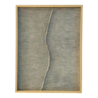 1970s Minimalist Plaster Art Painting Wavery Line in Gray For Sale