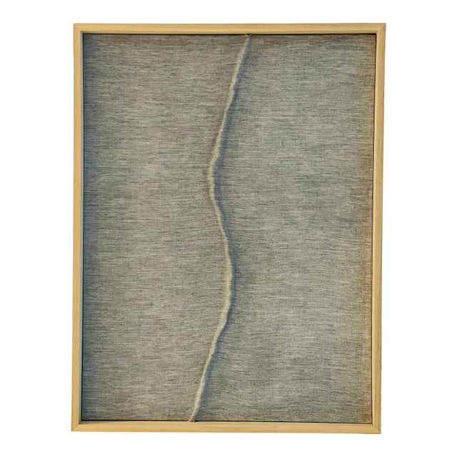 1970s Minimalist Plaster Art Painting Wavery Line in Gray For Sale
