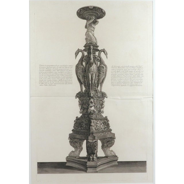 English Piranesi Etching of a Monumental Candelabrum With Cranes From Hadrian’s Villa Circa 1770–1774 For Sale - Image 3 of 9