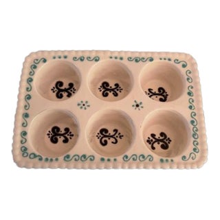 Handpainted Ceramic Portuguese Muffin Baking Dish For Sale