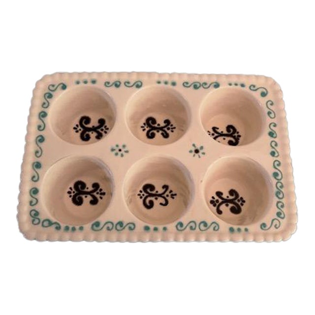 Handpainted Ceramic Portuguese Muffin Baking Dish For Sale