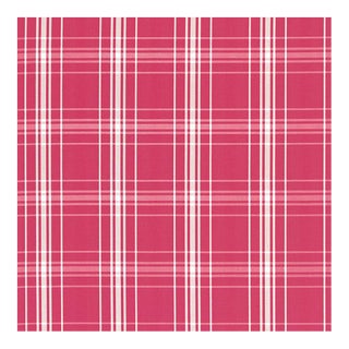 Schumacher Belize Plaid Fabric in Azalea For Sale