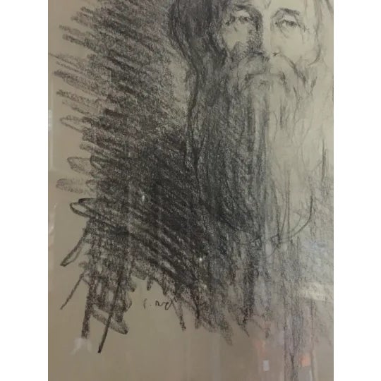 Framed Charcoal Portrait Sketches - A Pair For Sale - Image 4 of 8