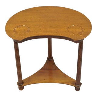 Antique French Empire Mahogany Mother of Pearl Wreath Inlay Accent Side Table For Sale