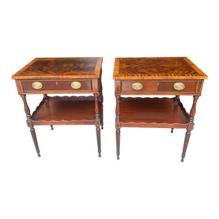 Late 20th Century Vintage Flame Mahogany Hickory Nightstands - a Pair For Sale