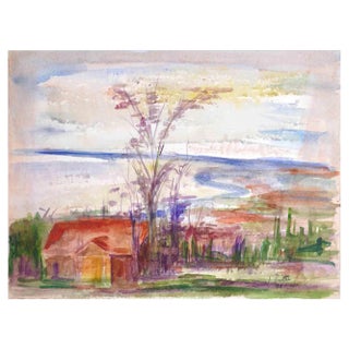Louttre Bissière, Landscape, Watercolor, 1971 For Sale