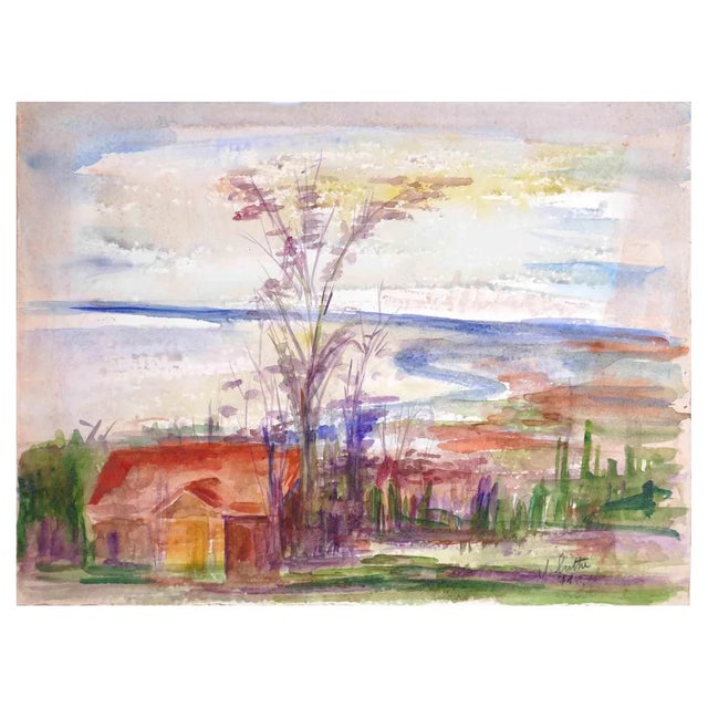 Louttre Bissière, Landscape, Watercolor, 1971 For Sale