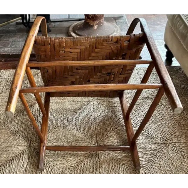 Antique Primitive Bentwood Arm Ladder Back Chair With Original Woven Splint Seat For Sale - Image 9 of 10
