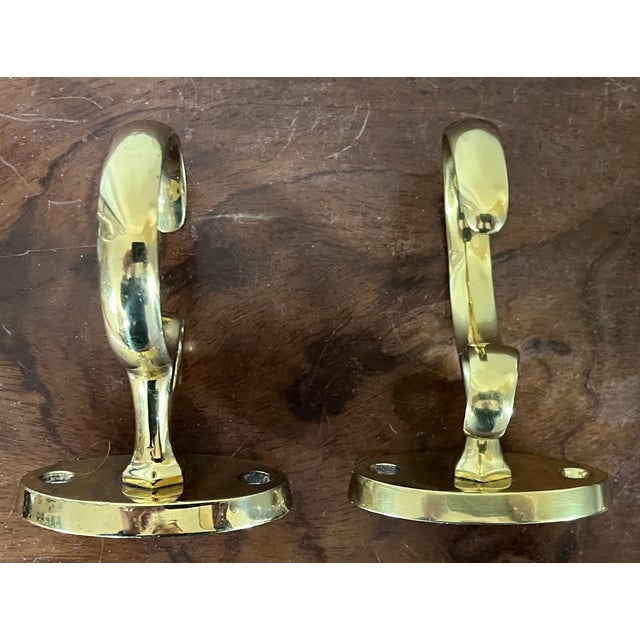 Federal Style Brass Jamb Hooks for Holding Fireplace Hearth Tools Mounted on the Mantel - a Pair For Sale In New York - Image 6 of 12