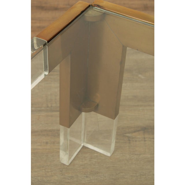 1980s Contemporary Style Square Glass Lucite Square Coffee Table For Sale - Image 12 of 13