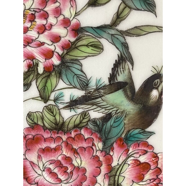 1900s Antique Chinese Qing Dynasty Porcelain Plaques Screen, Framed - Set of 2 For Sale - Image 9 of 9