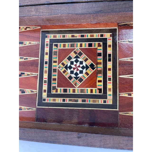 Wood Middle Eastern Mosaic Wooden Inlaid Marquetry Box for Game Chess and Backgammon For Sale - Image 7 of 12