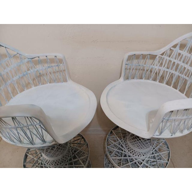 Mid Century Modern Spun Fiberglass Swivel Stools White Set of 2 For Sale In Naples, FL - Image 6 of 8