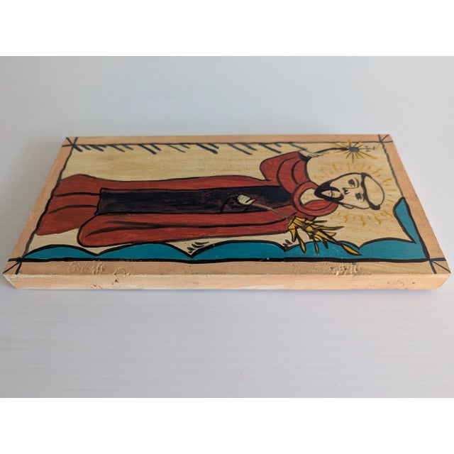 1990s Rare Vintage Naive Folk Art Retablo Hand Painted by Cordy Sandoval For Sale - Image 5 of 6