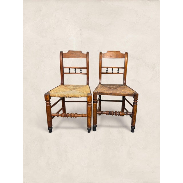 Antique English Oak Pair of Occasional Chairs C 1900 For Sale - Image 9 of 10