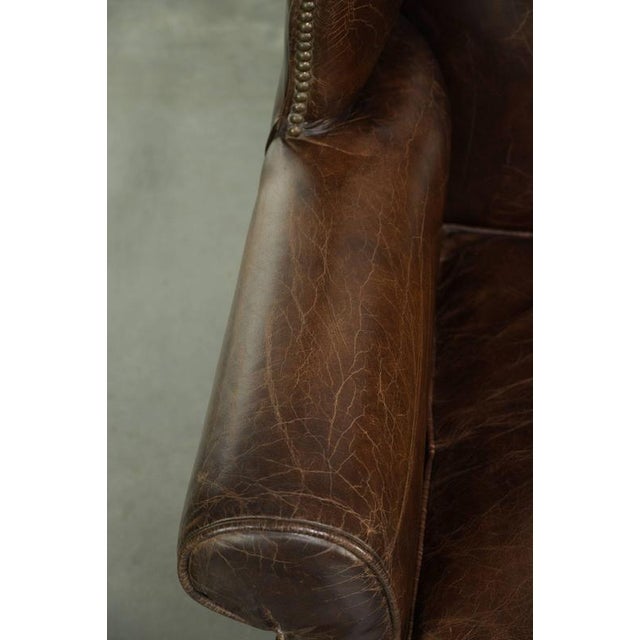 Animal Skin Vintage Cowhide Wing Armchair For Sale - Image 7 of 12